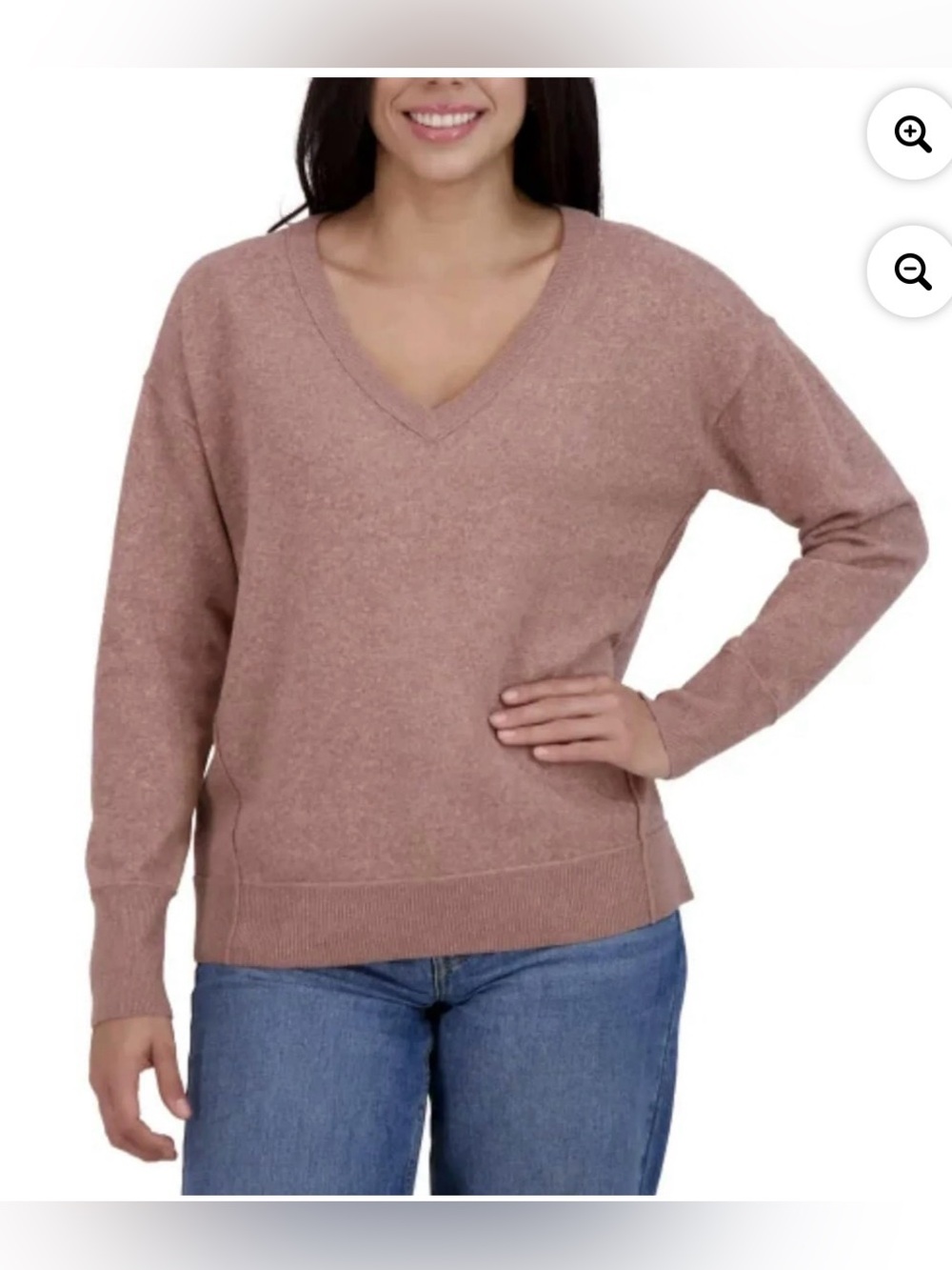 Lucky Brand Women's BNWT  V-Neck Cozy Knit Sweater - Dusty Rose Size S